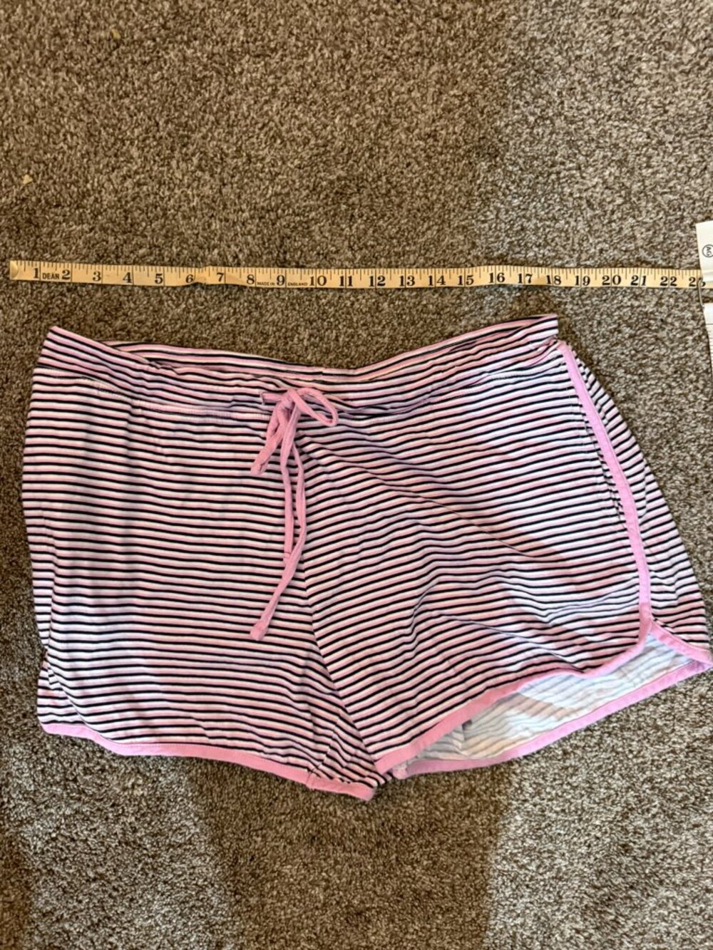 Carole Hochman Womens Large L Pink Striped Pajama Lounge Sleep Shorts Bottoms